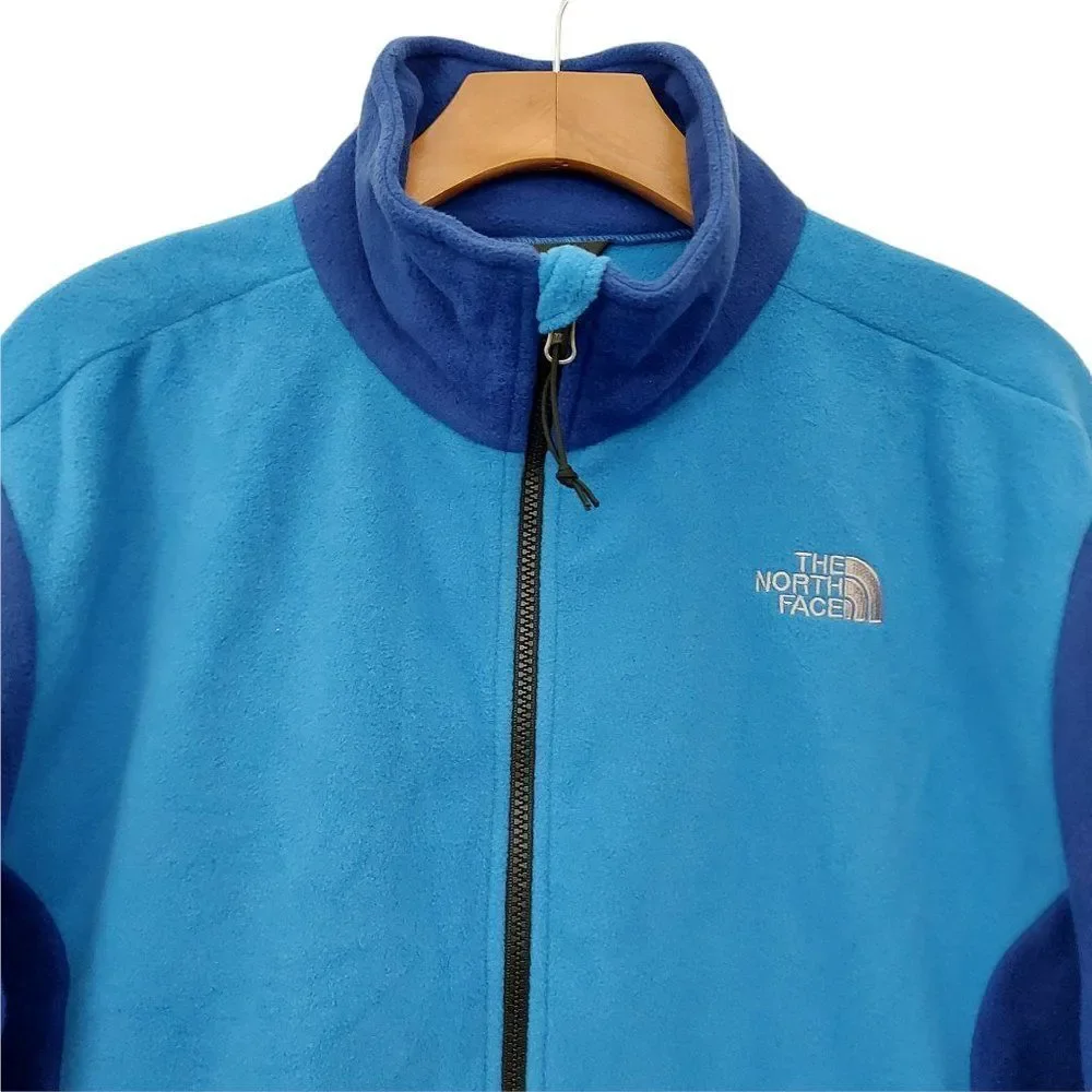The North Face Jacket Mens Large Blue Fleece Full Zip Mock Neck Outdoor Travel